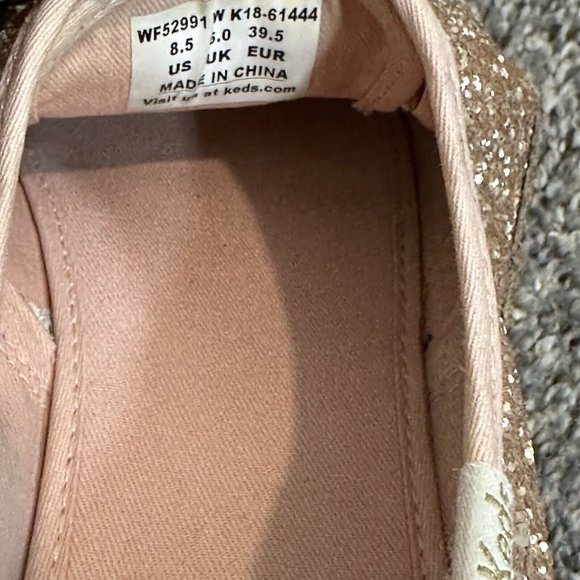 Keds womens Champion Kate Spade Glitter Sneaker Rose Gold Lace Up Size 8.5 Wide - Picture 8 of 9
